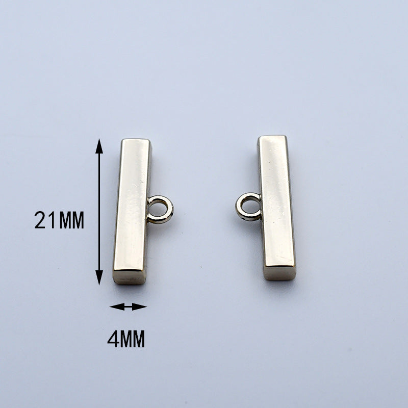 Botões Decorativos Dourados em Forma de Barra Retangular de Metal de 21mm para Casacos 20pcs
