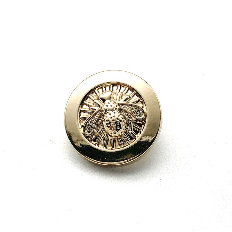 20mm Gold Silver Round Bee Pattern Metal Shank Buttons 20pcs