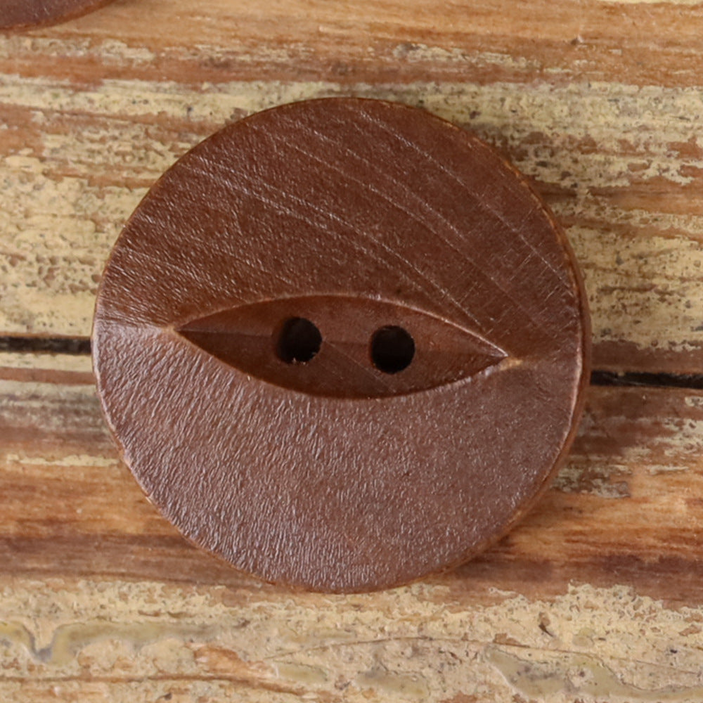 Round Wood Fish-Eye 2-Hole Buttons – 30pcs for Cotton Linen Shirts Pants Coats Dresses