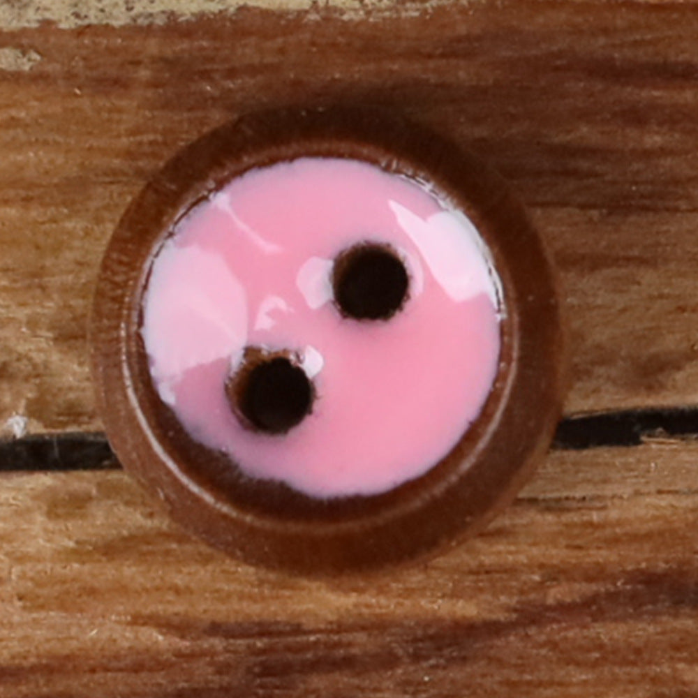 10mm Natural Wood Oil-Drop Round 2-Hole Shirt Buttons – Set of 50 | 5 Colors × 10pcs