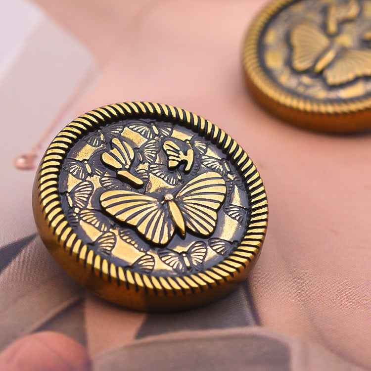 Round Vintage 3D Butterfly Embossed Metal Buttons 20pcs