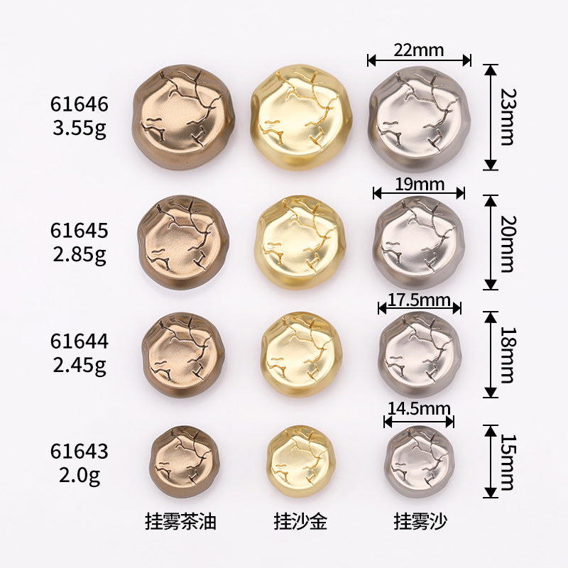 Concave Crackle Metal Shank Buttons Set of 20,Sand Gold Silver Bronze
