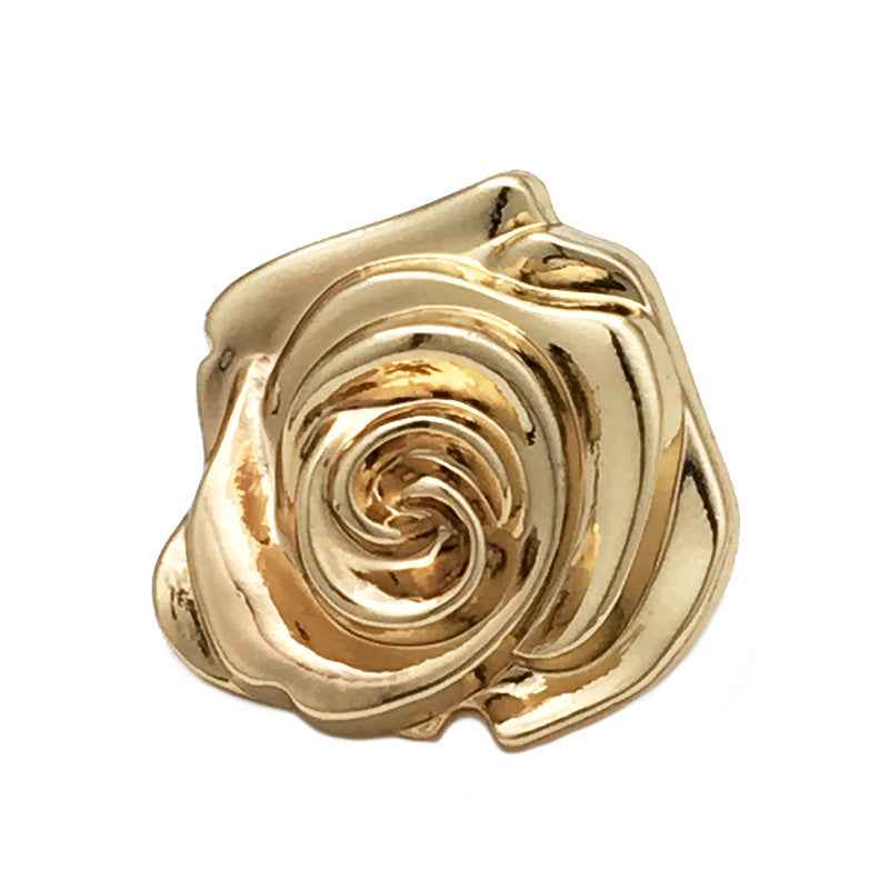 15mm/17.5mm/20mm/22.5mm Gold/Silver 3D Rose Flower Metal Buttons 20pcs