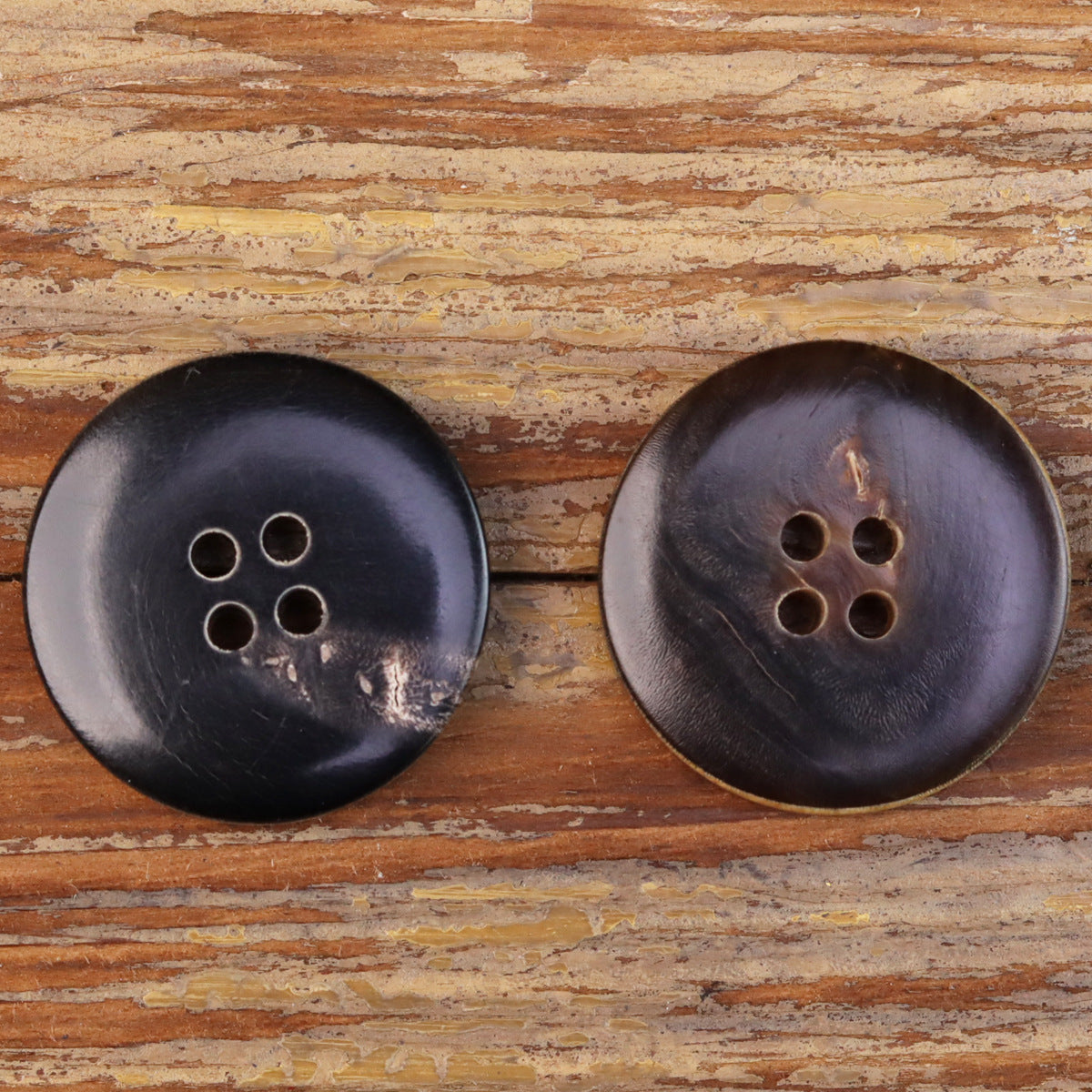 Round Edge Burnished Horn Buttons 4-Hole Coat Buttons – Pack of 20