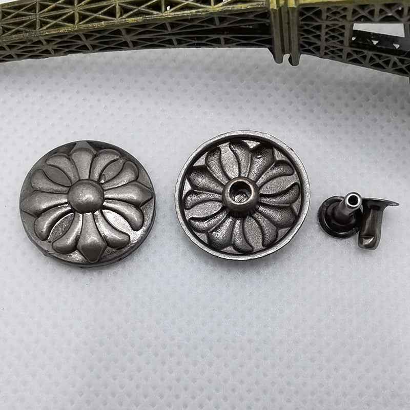 Vintage Silver Round Cross Rivet Stud Buttons for Retro Jeans