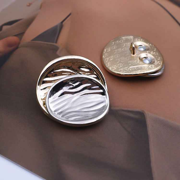 Gold Silver Concave Metal Shank Buttons for Cardigans Coats 10pcs