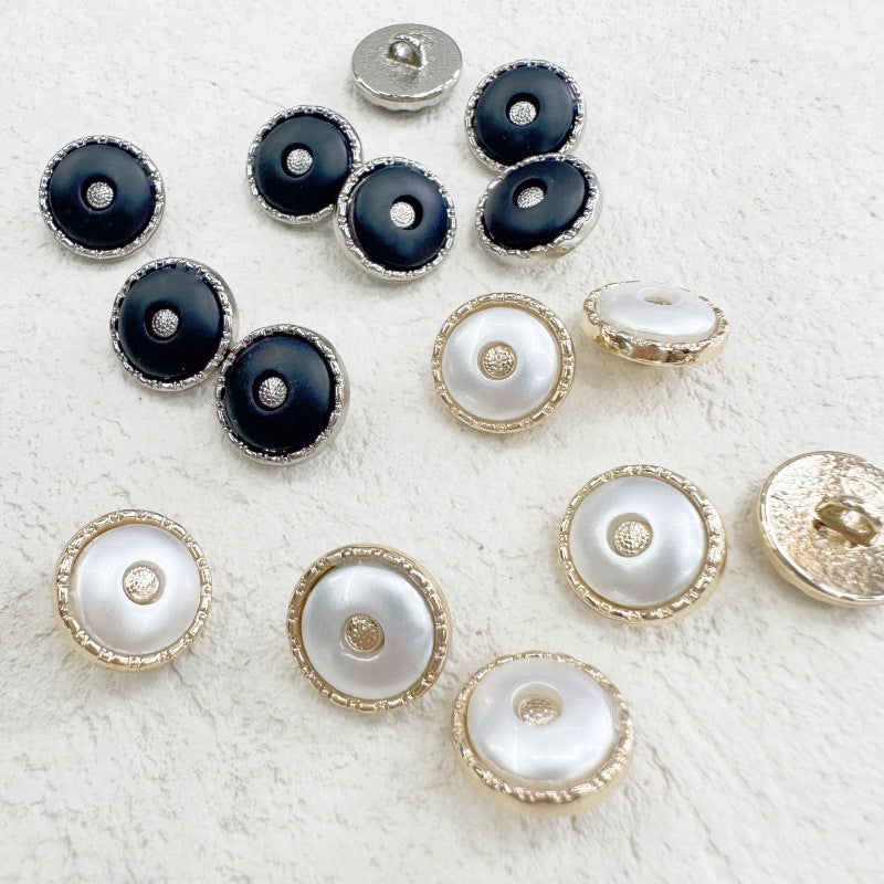 12.5MM Gold-White/Silver-Black Round Resin Alloy Shank Buttons 20pcs