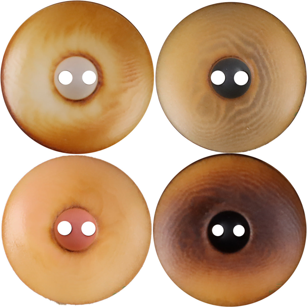 Natural Seed Thick-Edge Round 2-Hole Buttons – 48pcs | 15/18/20/23mm Assorted