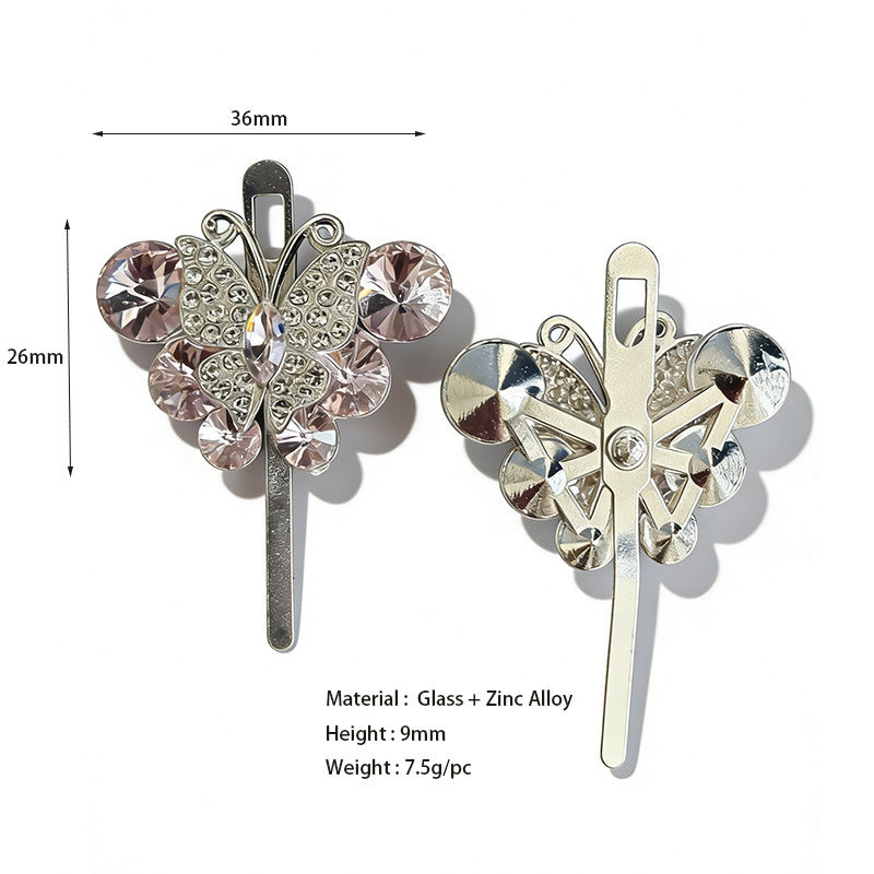 Champagne pink flower rhinestone shoe buckle clip pair with petal stones