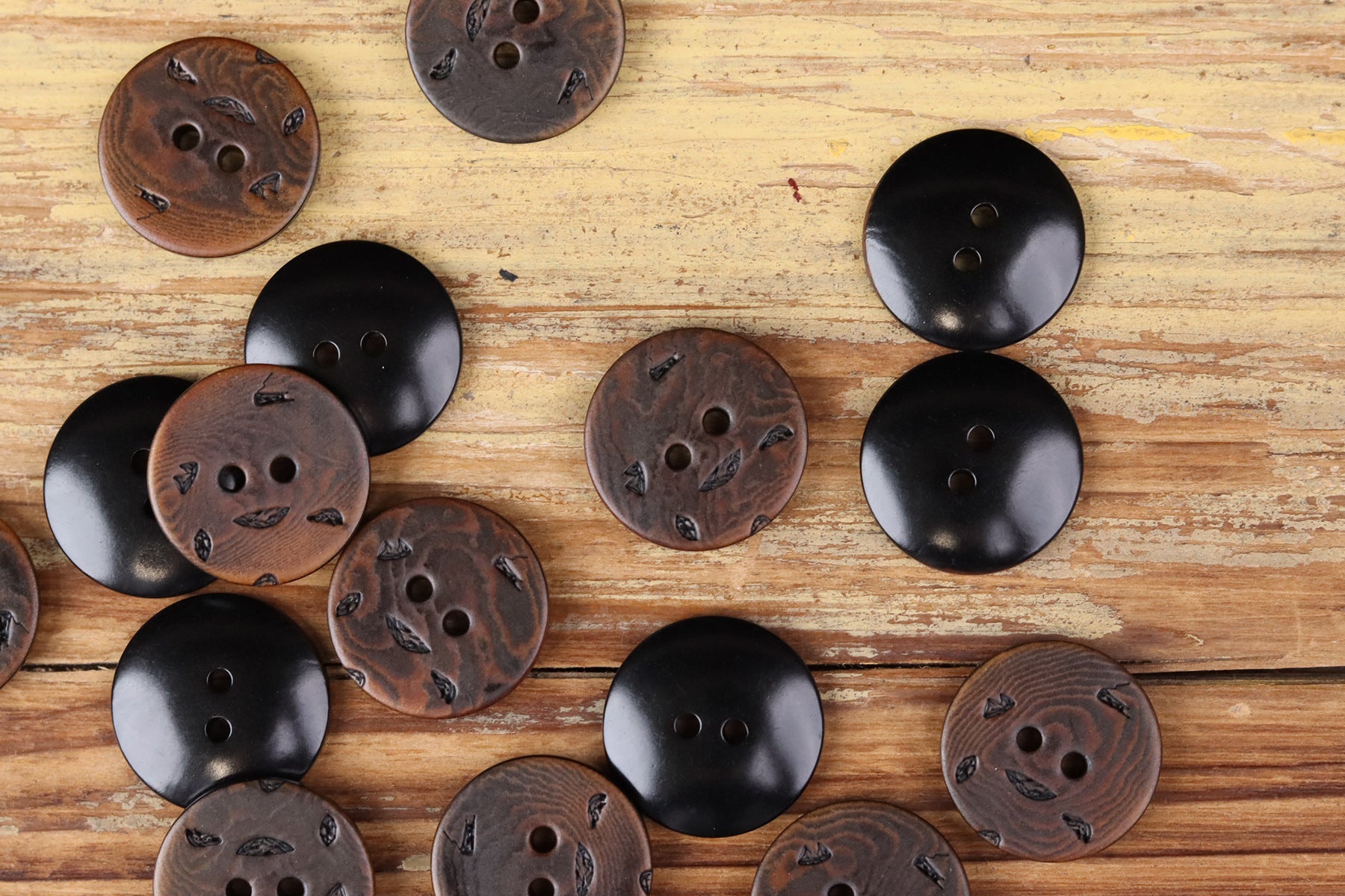 Natural Nut Round Flat 2-Hole Buttons – Artisan Vintage Style – Set of 20