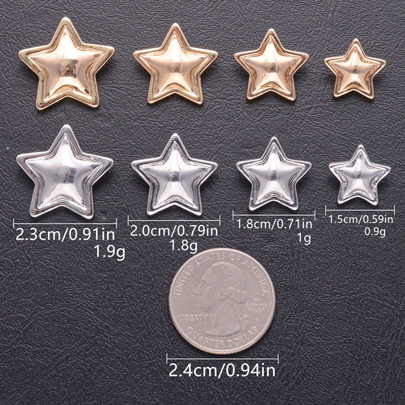 Star-Shaped Zinc Alloy Metal Shank Buttons 20 Pack