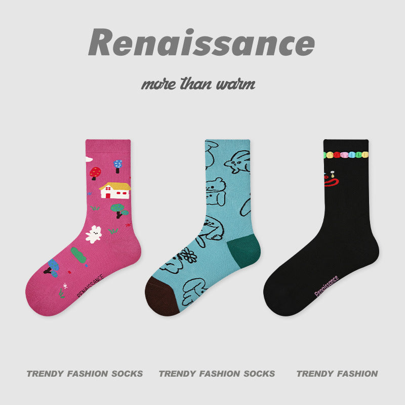 Color-Block Stripe & Polka Dot Princess Socks for Women 3 Pack