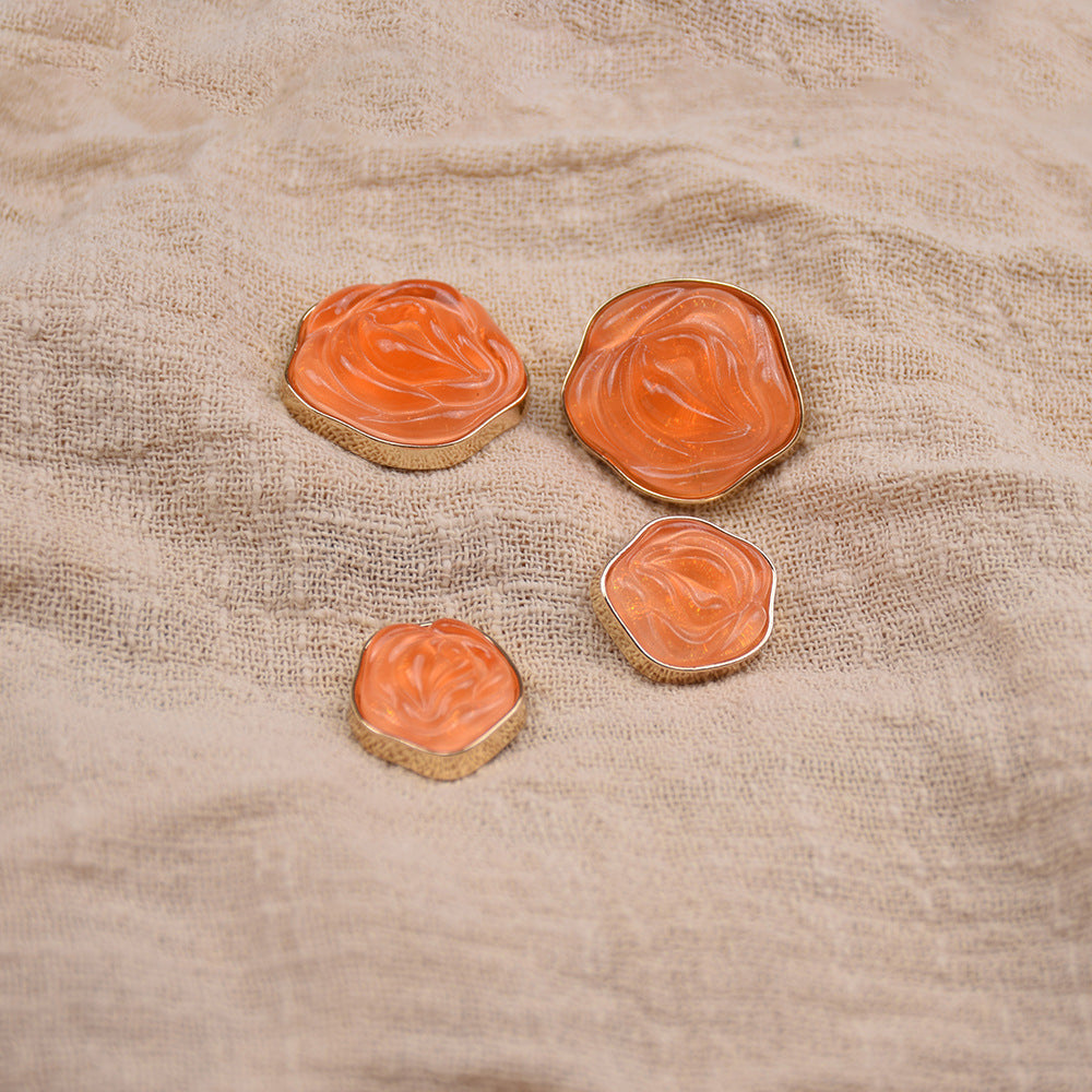 Floral Mosaic Transparent Floral Resin Metal Buttons 20-Pack