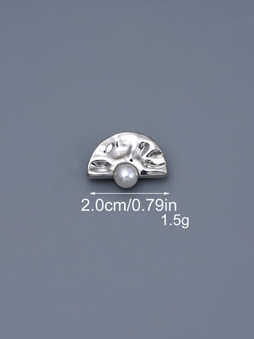 Half-Circle Hammered Metal Pearl Shank Buttons – 20-Piece