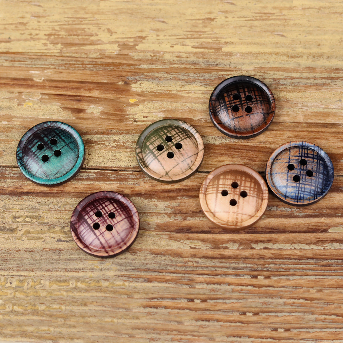 Wood 4-Hole Round Buttons 30pcs for Children's Clothing Cotton Linen Shirts Coats