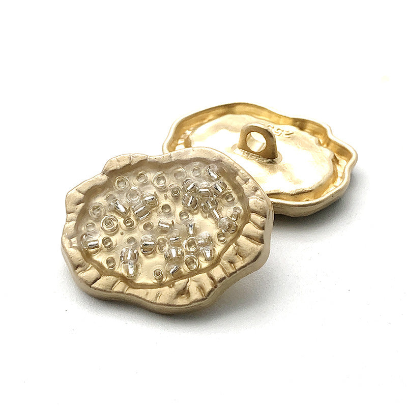 25mm Oregelbundna Oval Beadade Metallknappar med Skank för Kappor 12st