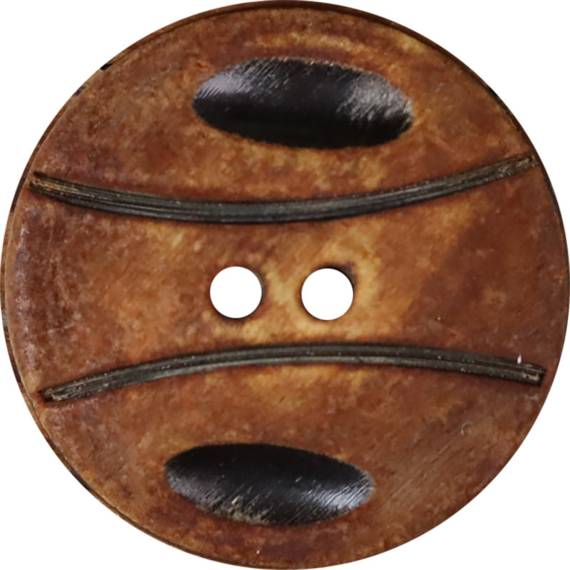 25mm Basketball Texture Black Scorched Handmade Horn Buttons 2-Hole | Pack of 10