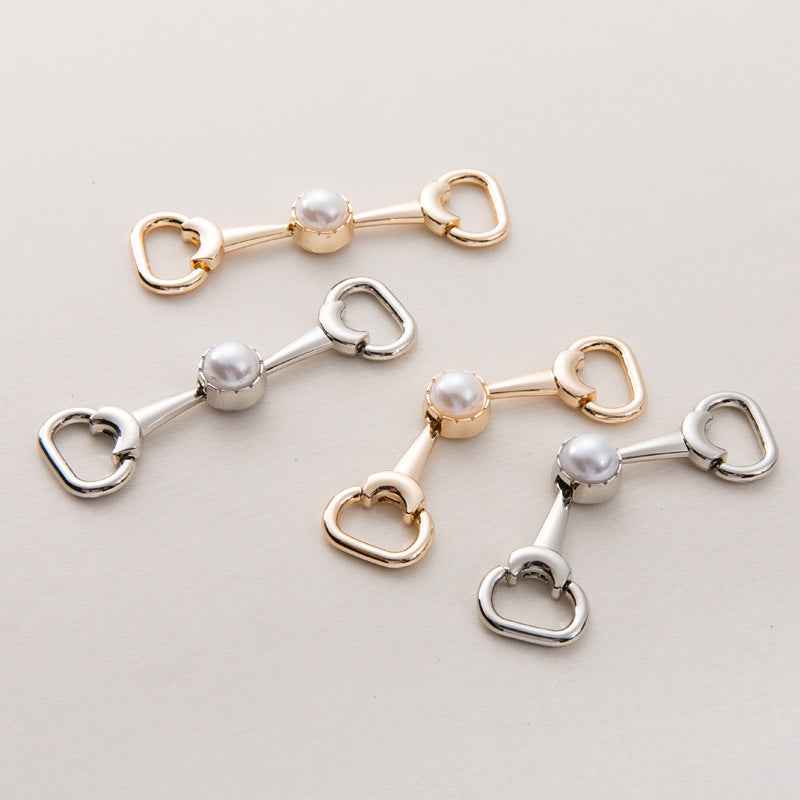 72mm Gold Silver Metal Chain with Pearl Decorative Shoe Buckle 20 Pack