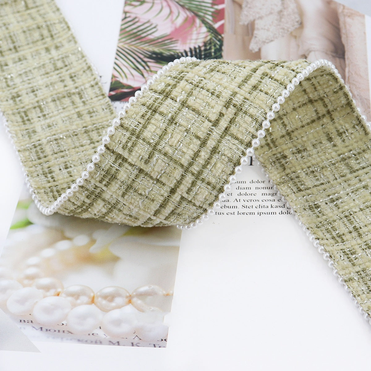 38 mm Ruudullinen Flanelliraita Helmireunalla 5 Yards