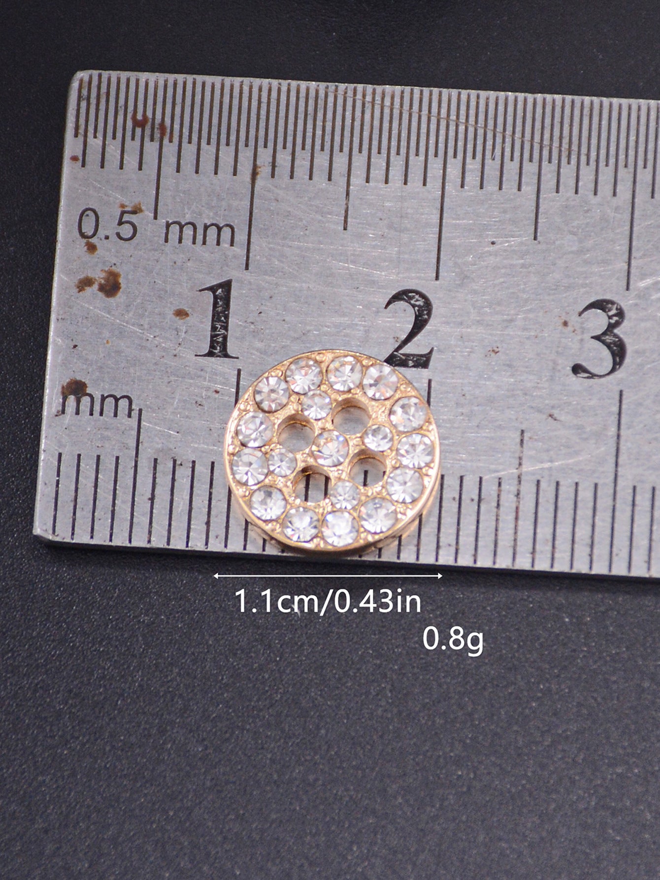 11mm/12.5mm/15mm Round 4-Hole Rhinestone Metal Shirt Buttons 20 Pack