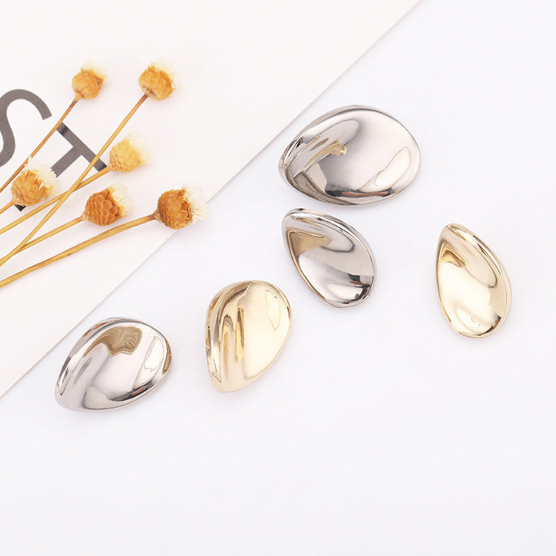Egg Shape Twisted Metal Shank Buttons Set of 20 – Light Gold & Nickel
