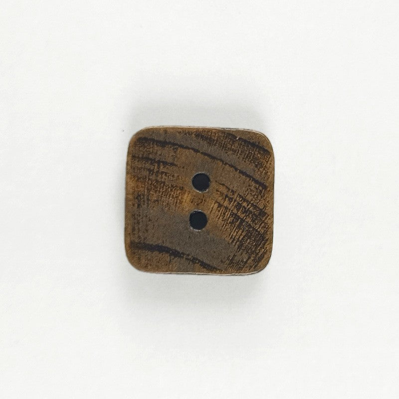 Coffee Brown Natural Wood Square 2-Hole Vintage Distressed Buttons 30pcs