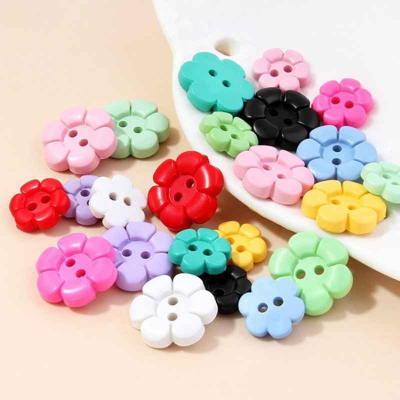 Colorful Cartoon Flower 2-Hole Plastic Buttons for Baby Clothes 55pcs