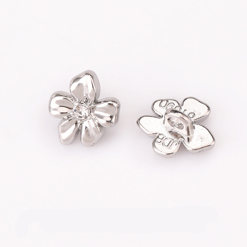 Crystal Flower Metal Shank Buttons 11.5mm Set of 20 – Sand Gold & Nickel