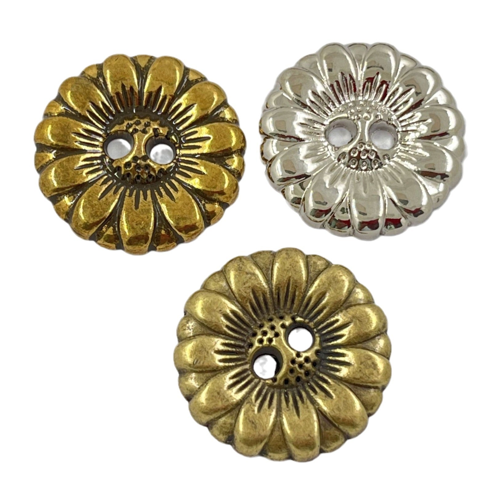 Antique Bronze Sunflower Two-Hole Sewing Buttons 120 Pack