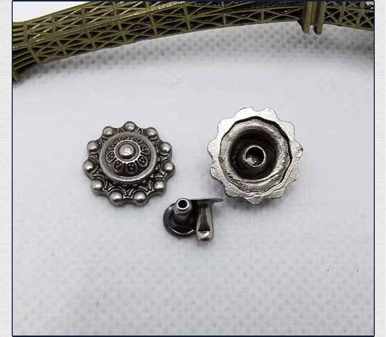 Vintage Silver Cross Flower Rivets Punk Gothic DIY Studs 30 Pack