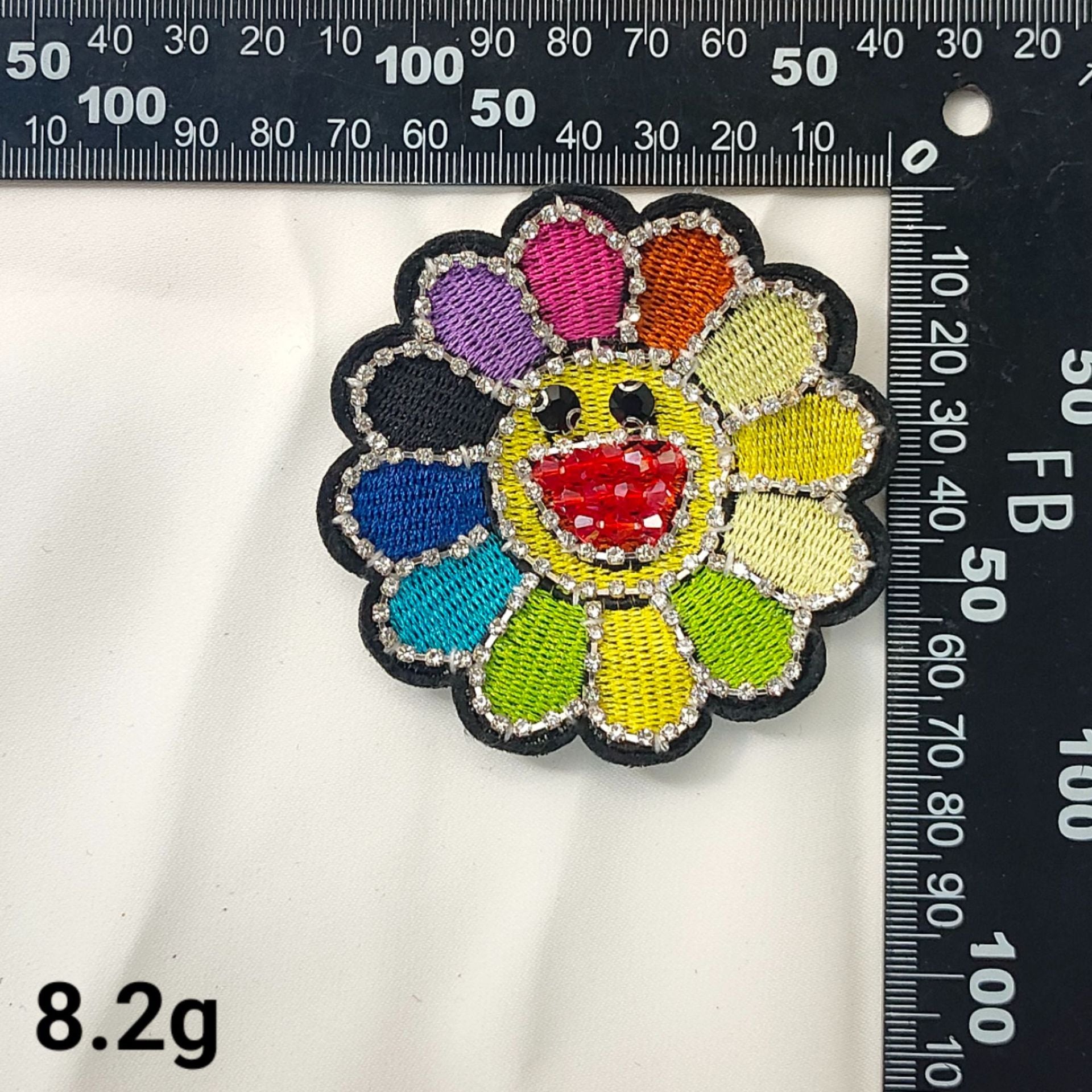 Sunflower and Heart Embroidered Patches with Crystal Accents 10 Pack