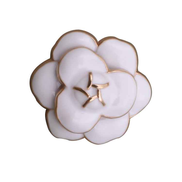 18/23mm Black & White Camellia Metal Shank Buttons 10pcs