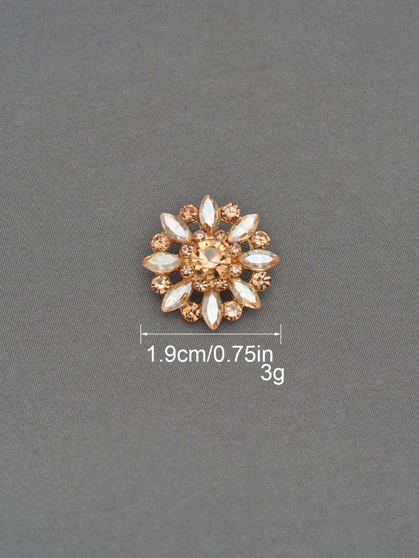 Crystal Flower Rhinestone Zinc Alloy + Glass Shank Buttons 6 Pack