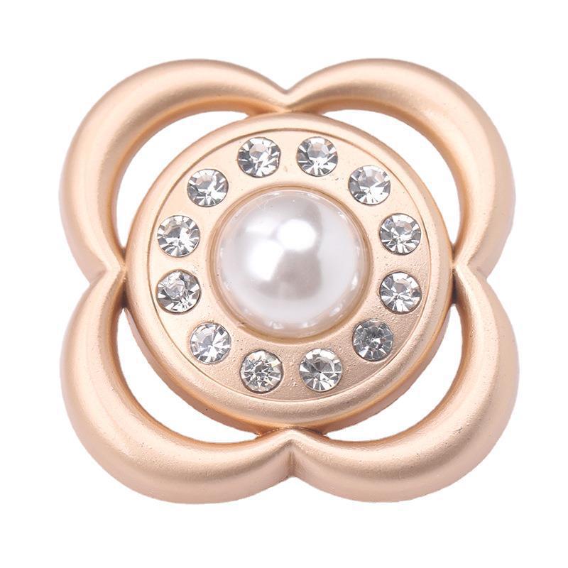 Flower Pearl & Rhinestone Metal Shank Buttons 20-Pack