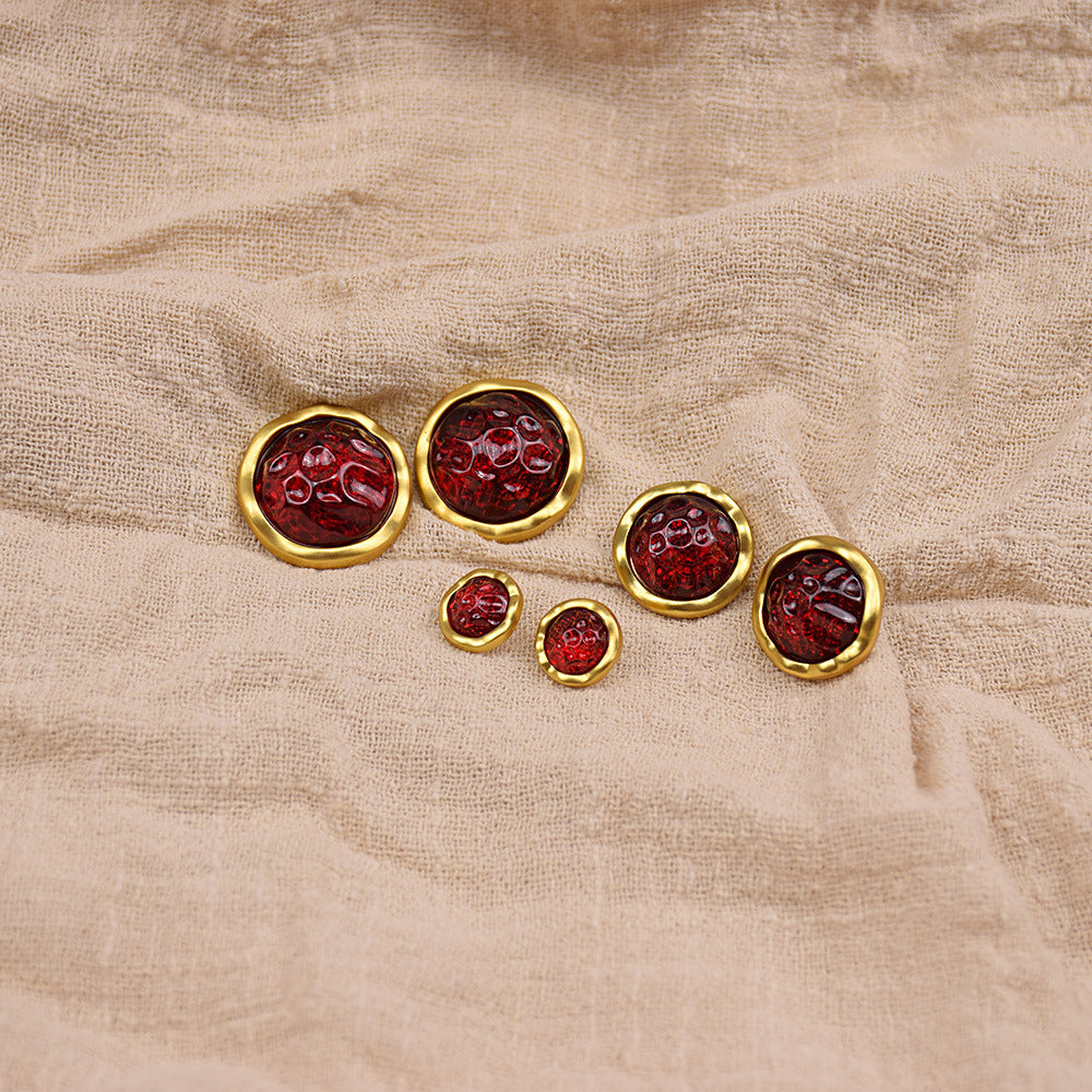 11/18/22mm Retro Gemstone Resin Metal Buttons 12pcs
