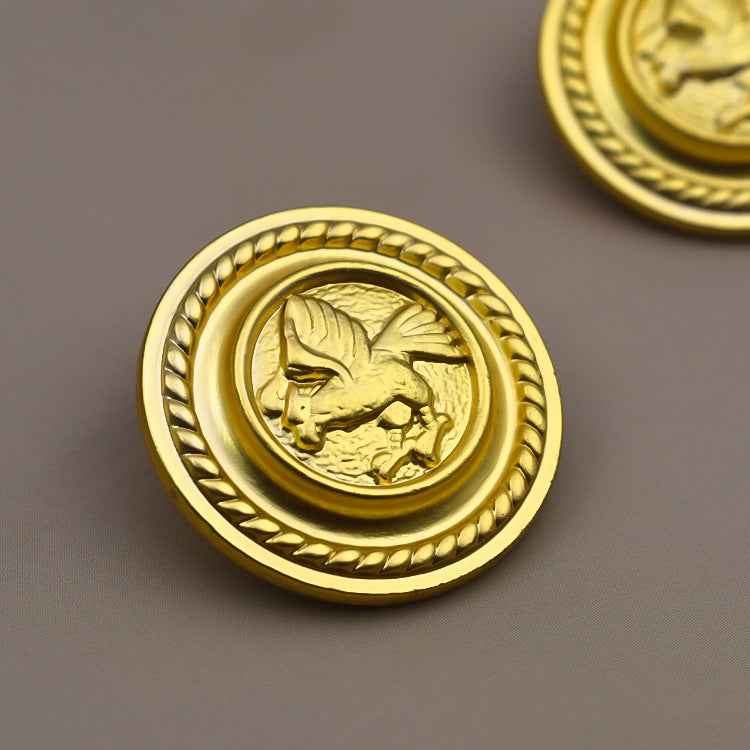 15mm Gold Gryphon Round English Style Metal SHANK Button 20 Pack