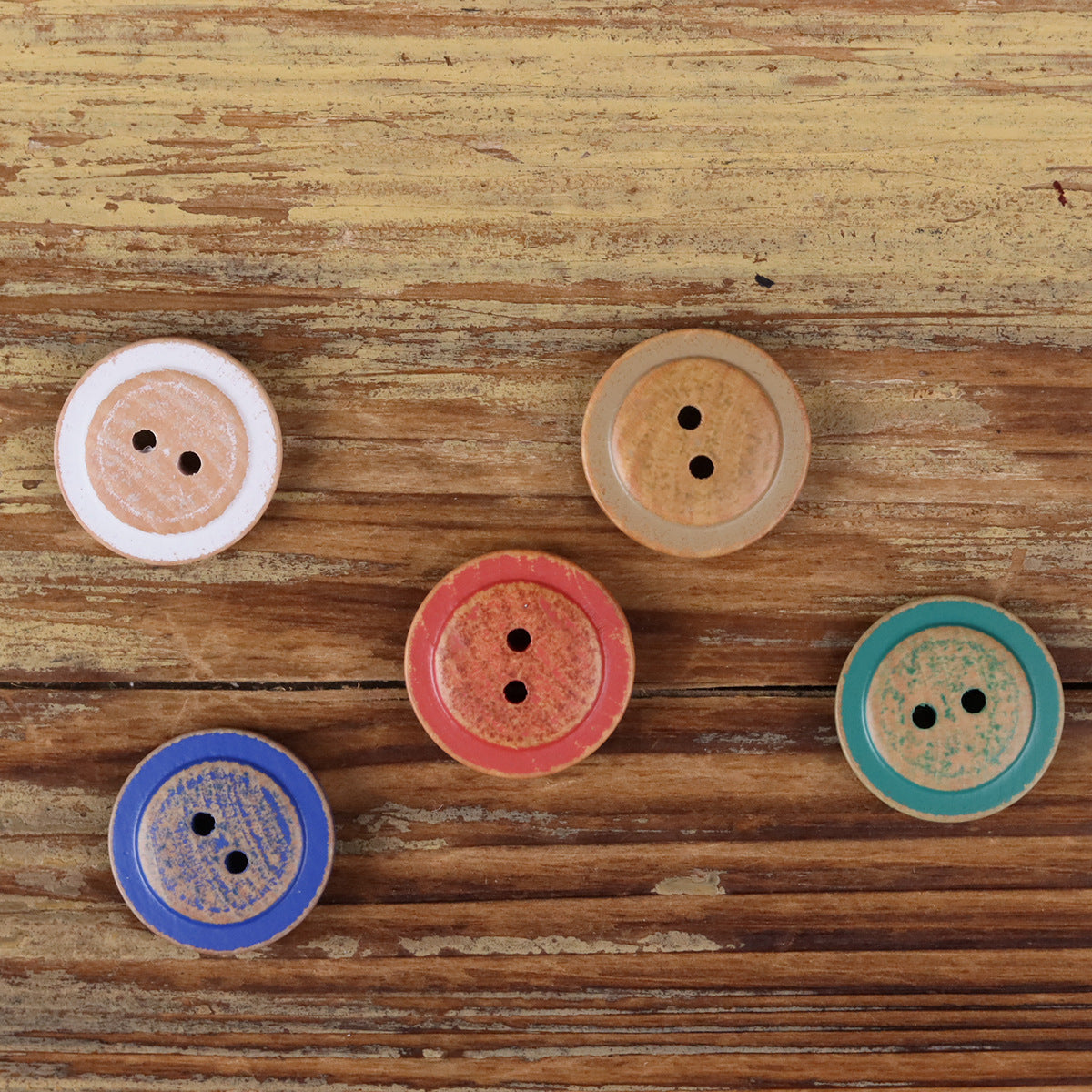 Round Wood 2-Hole Buttons 30pcs for Children's Clothing Cotton Shirts Coats
