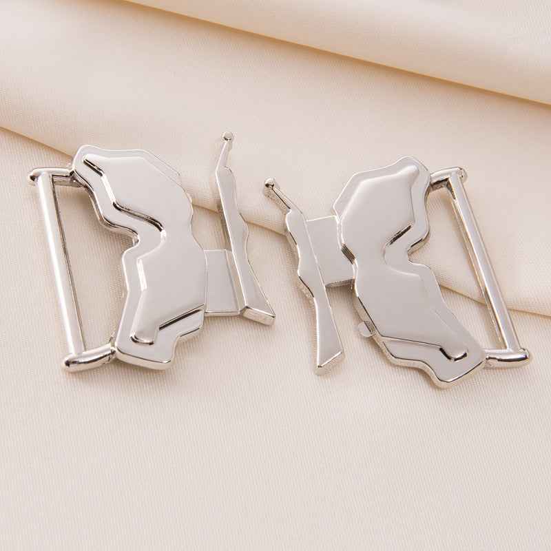 30mm Silver Butterfly Waist Buckle - Decorative Coat Belt Clasp Set 10pcs