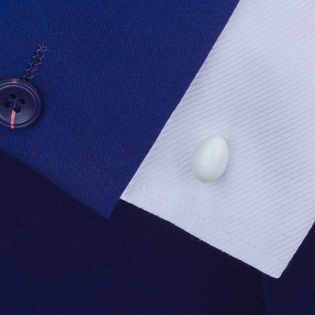 Playful Egg-Shaped White Cufflinks for Men