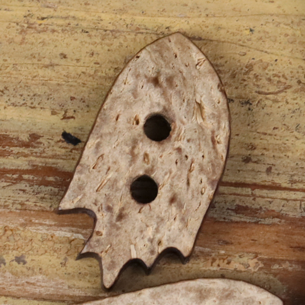 Natural Coconut Shell Novelty Shaped Buttons – Set of 30 (5 Whimsical Designs)
