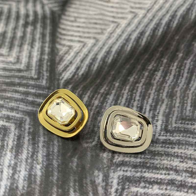 Luxury Gemstone Gold/Silver Alloy Shank Buttons for Women's Coats 50 Pack
