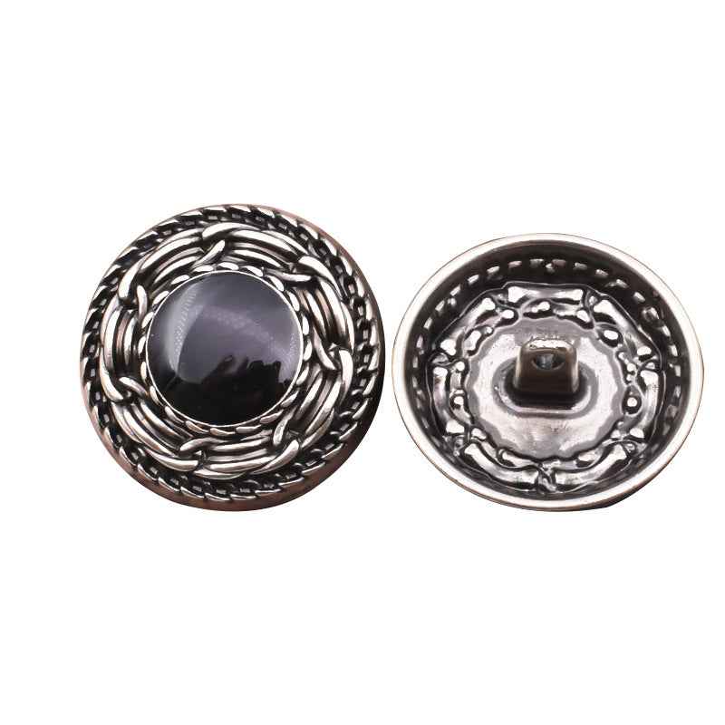 18/20/23/25mm Black Distressed Metal Shank Buttons 40 Pack