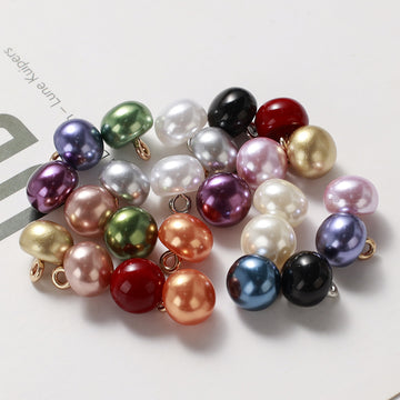 10mm resin pearl buttons with metal shank, assorted colors