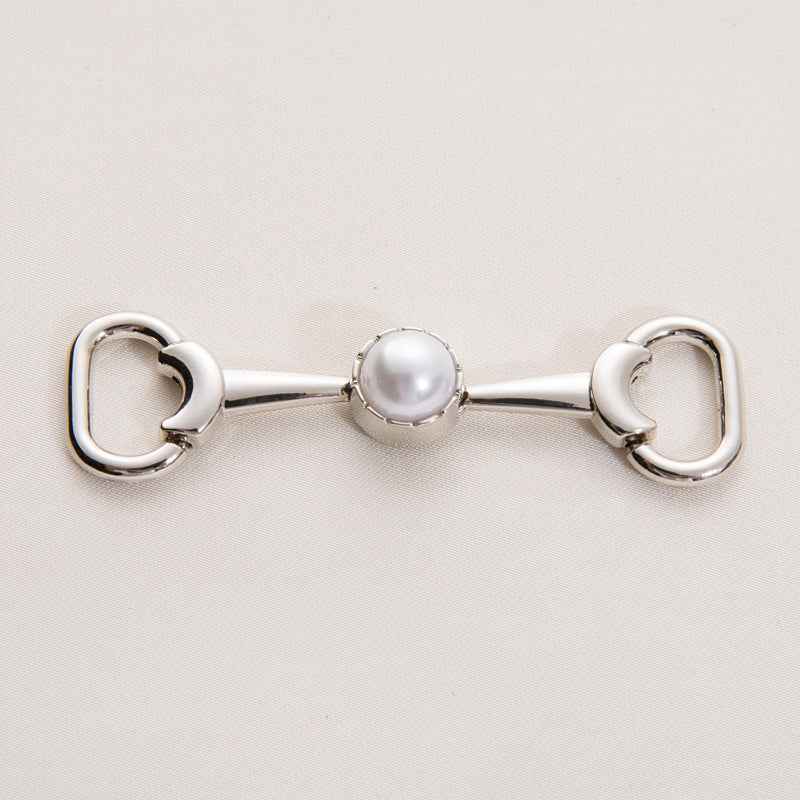 72mm Gold Silver Metal Chain with Pearl Decorative Shoe Buckle 20 Pack
