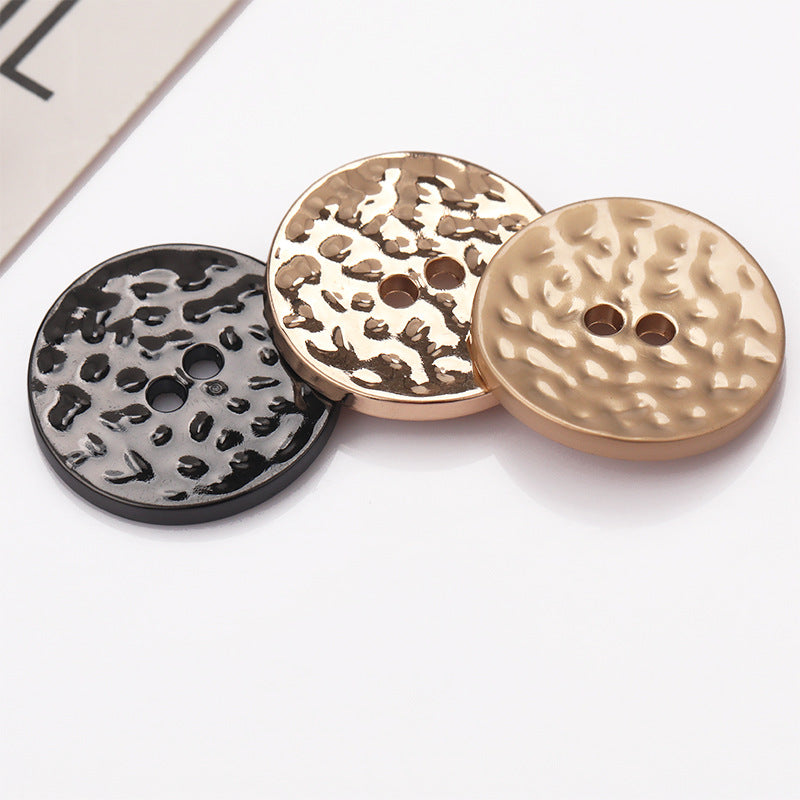 Concave Textured 2-Hole Metal Buttons Set of 20 – Gold Black Sand Gold