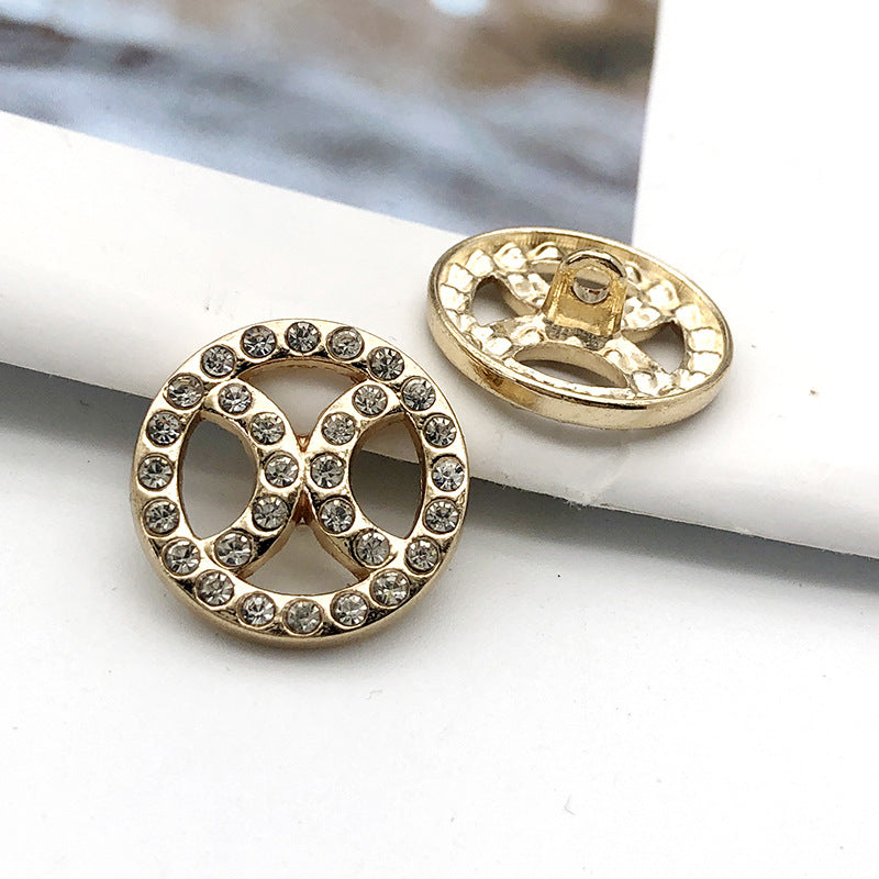20mm Gold Silver Round Hollow Diamond Metal Button 20pcs