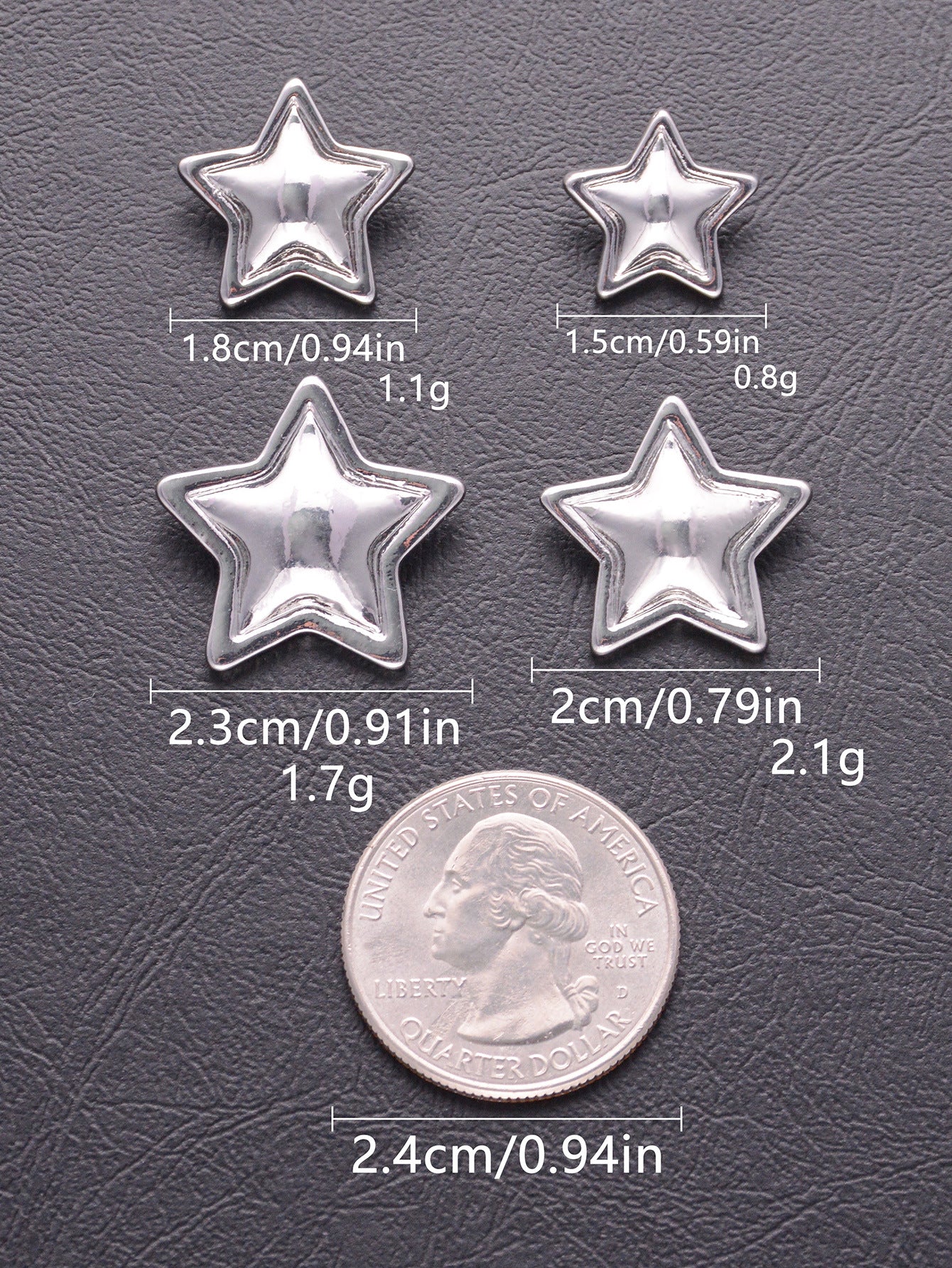 Star-Shaped Zinc Alloy Metal Shank Buttons 20 Pack