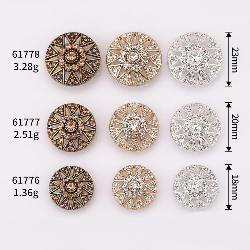 Hollow Star Crystal Metal Shank Buttons Set of 20