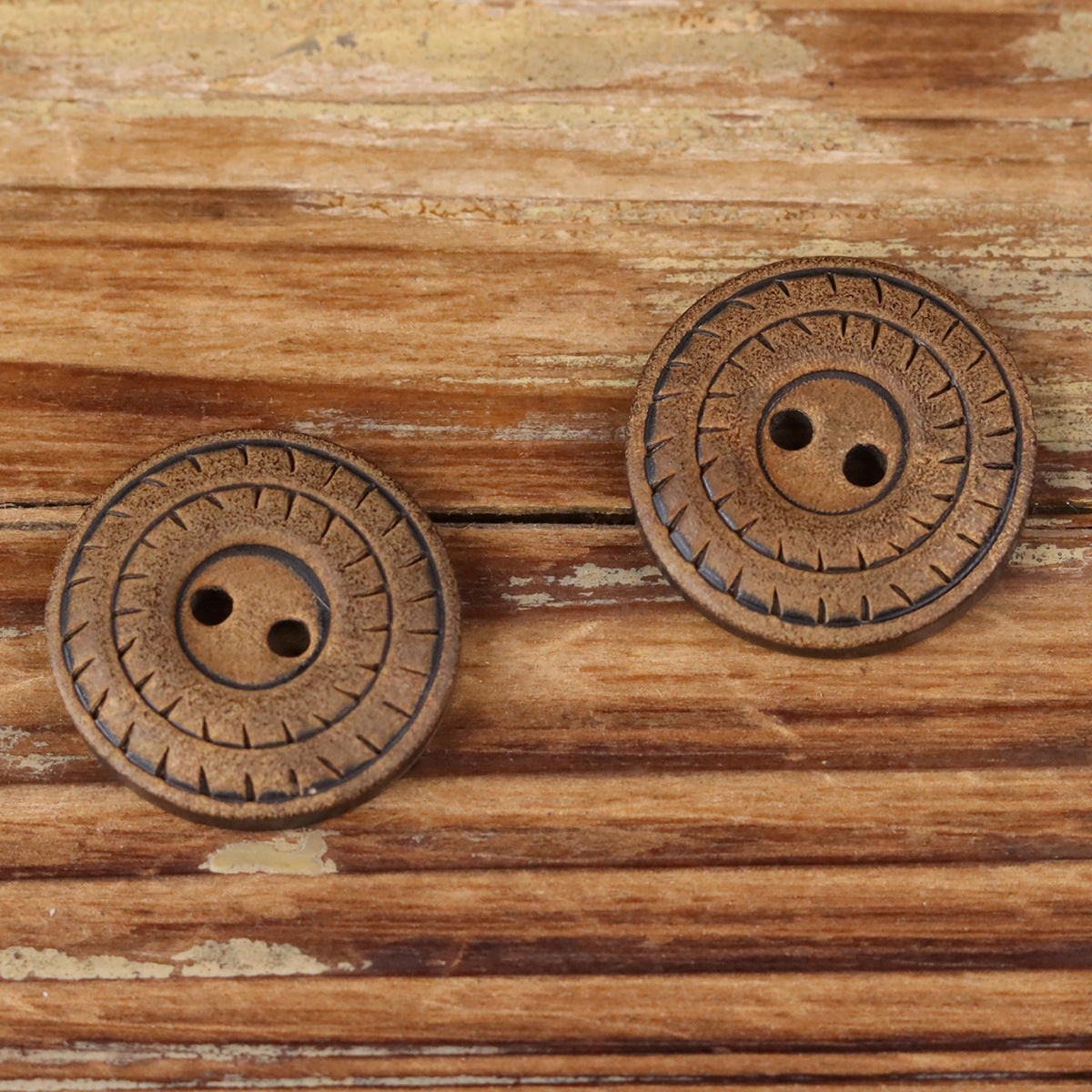 Black Scorched Round Natural Horn Buttons 2-Hole | Pack of 20