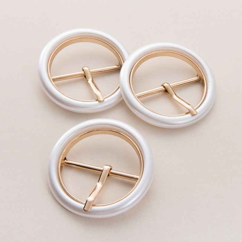 50mm Pearl White Resin Metal Round Adjustable Belt Buckle 20pcs